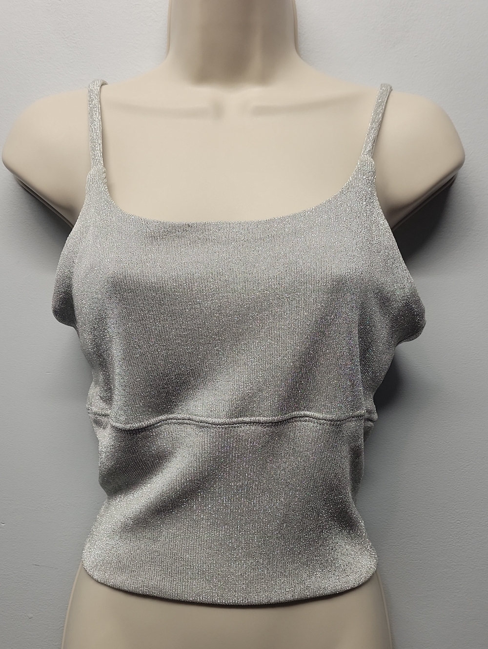 CACHE y2k vintage Metallic Silver crop top size medium